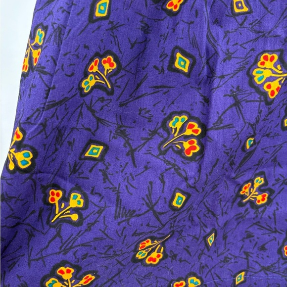 Women’s Vintage 80s Retro Y2K High Waist Floral Pattern Purple Short Size 4(27) - Picture 6 of 16